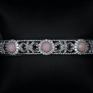 Judith Ripka - Pink Opal and CZ Sterling Silver Hinged Bracelet